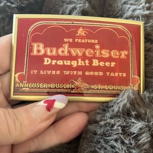 Vintage Budweiser Red and Gold Collectible Belt Buckle